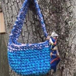 Crochet T-shirt material handbag